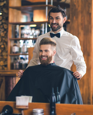 Young Man in Barbershop Hair Care Service Concept